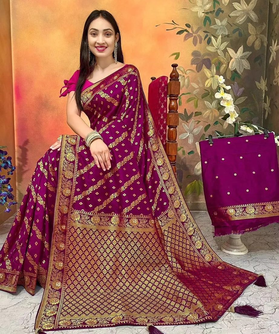 Ethnic Party Wear Indian Dola Silk Saree & Blouse