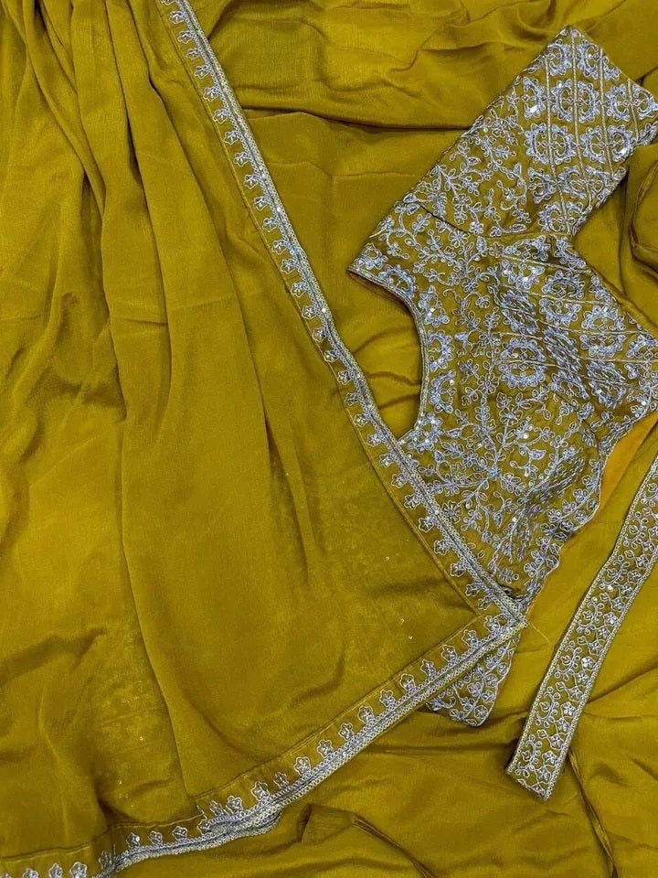 Ready To Wear Traditional Heavy Chinon Saree For Women's