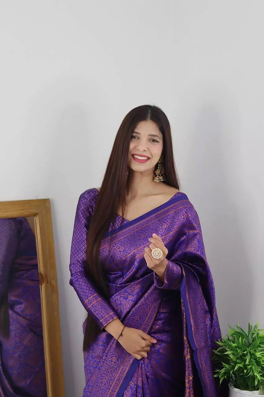 Designer Wedding Banarasi Soft Silk Saree With Blouse