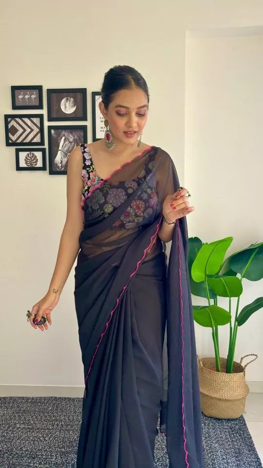 Soft Georgette Silk Saree With Blouse