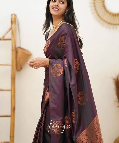 Soft Lichi Silk Rich Pallu Jacquard Work Saree With Blouse