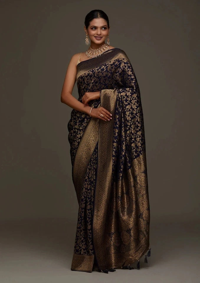 Traditional Wear Banarasi Soft Silk Saree , Designer Sari & Blouse