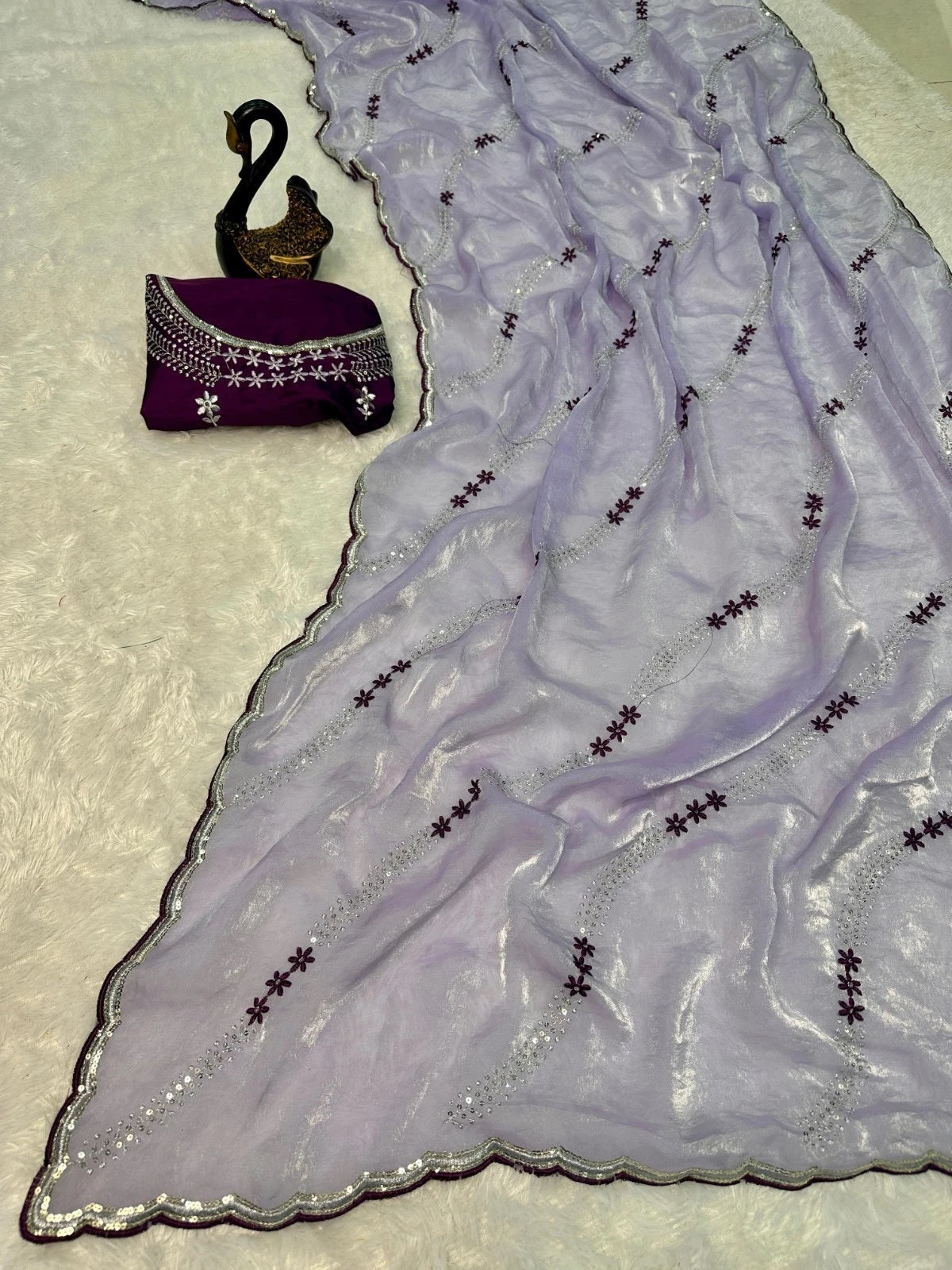 Soft Space Silk Beautiful Designer Light Color's Sari With Blouse