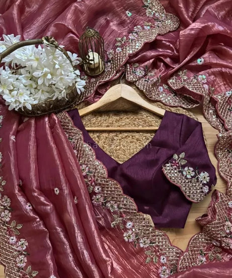 Bollywood Wedding Wear Crunchy Silk Saree, Party Wear Ethnic Sari & Blouse