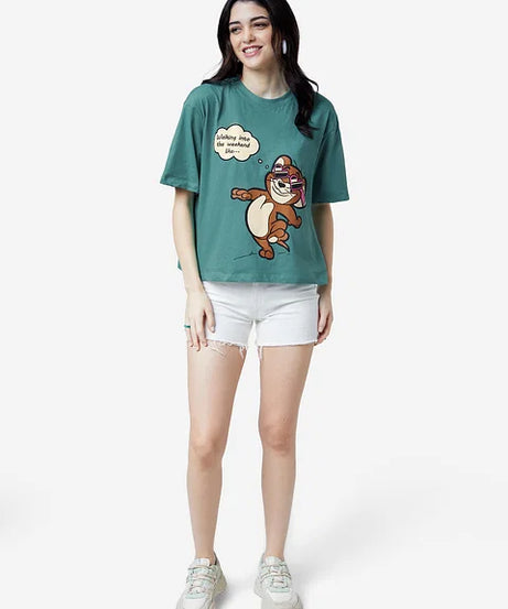 Tom And Jerry Weekend Women Oversized T-Shirts