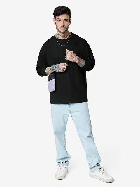 Solids Black (Oversized) Oversized Full Sleeve T-Shirts