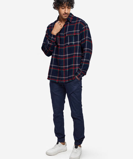 Plaid Red Men Utility Shirts