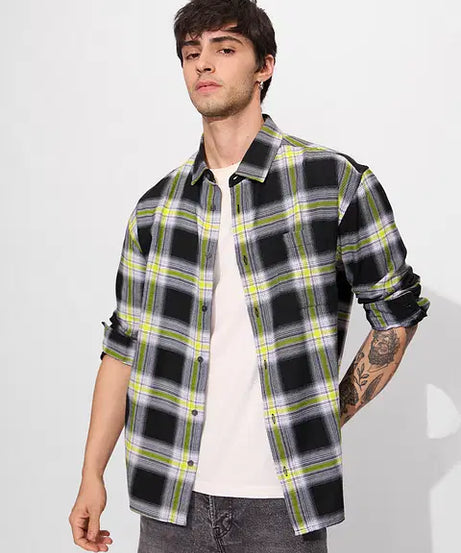 Plaid Sulphura Men Utility Shirts