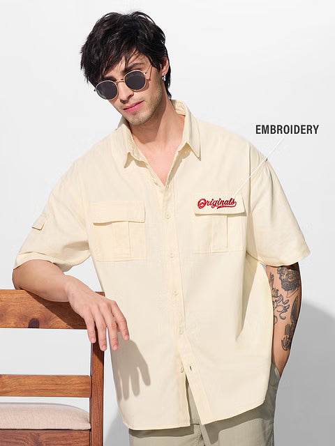Solids Classic Off-White Oversized Shirts