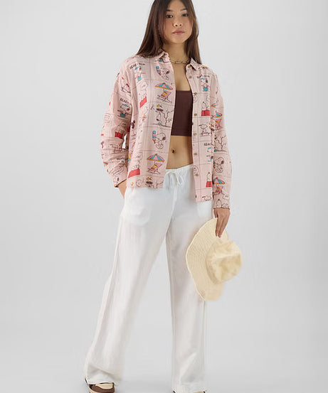 Peanuts Beach Bum Women Boyfriend Shirts
