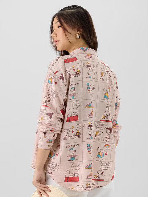 Peanuts Beach Bum Women Boyfriend Shirts
