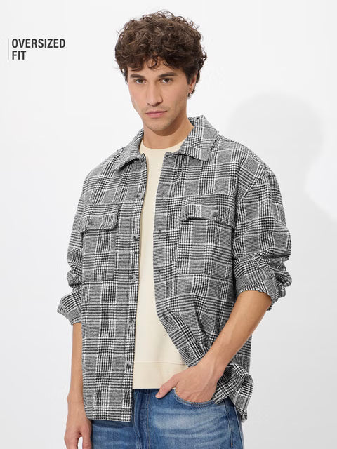 Houndstooth Pattern Men Shackets