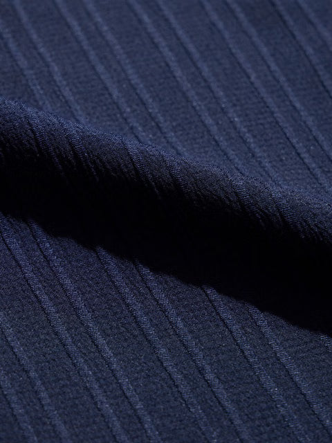 Solids Rich Navy Blue Men Textured Shirts