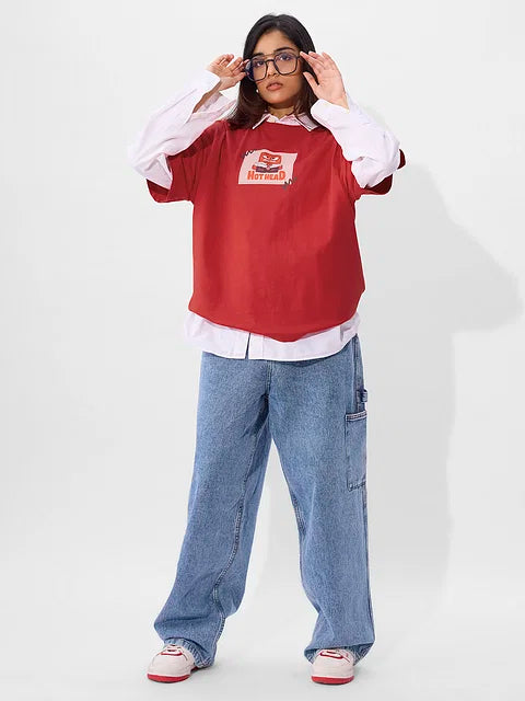 Inside Out Anger Women Oversized T-Shirts