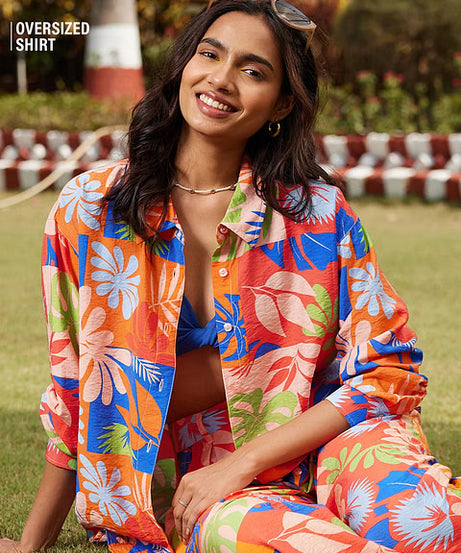 Leafy Charm Women Boyfriend Shirts