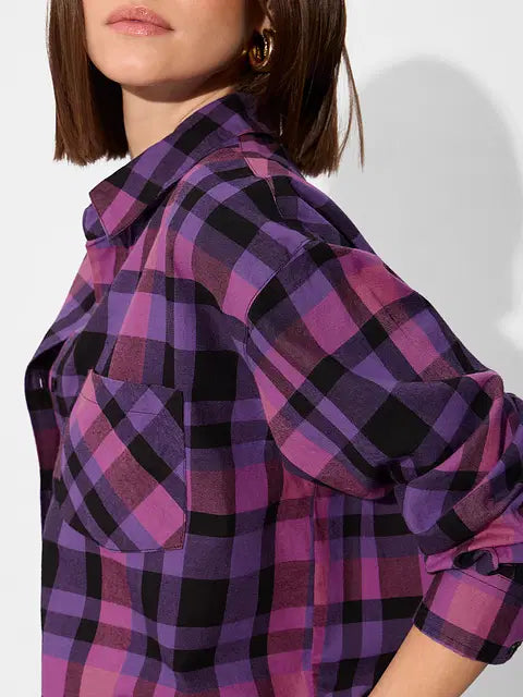 Petunia Plaid Women Boyfriend Shirts