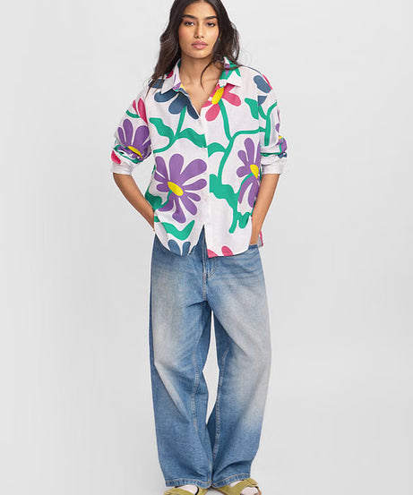 Flower Power Women Boyfriend Shirts