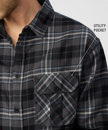 Plaid Greyscale Men Utility Shirts
