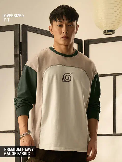 Naruto Shippuden Konoha Leaf Oversized Full Sleeve T-Shirts