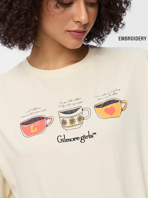 Gilmore Girls  Coffee Cups Women Oversized T-Shirts