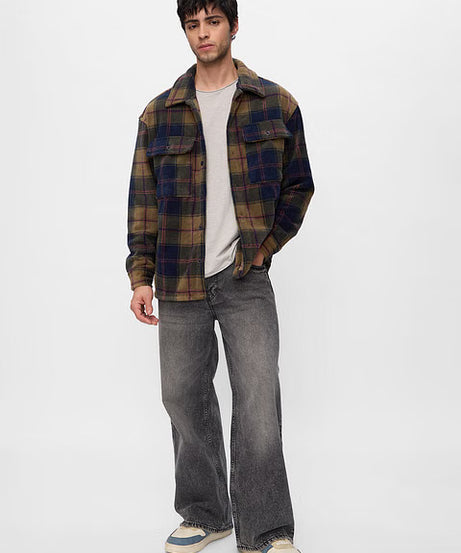 Plaid Mustard Men Shackets