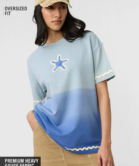 Ombre Sea Breeze Women Oversized T-Shirts