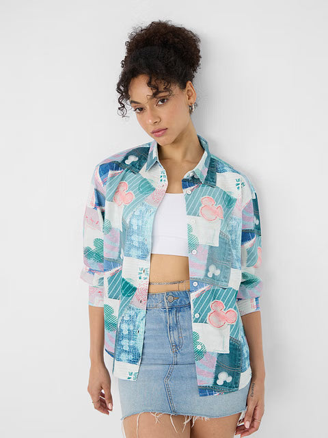 Mickey Mouse Toodles Women Boyfriend Shirts