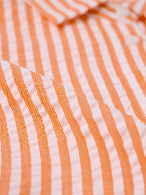 Textured Stripes Tangerine Women Cropped Shirts