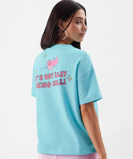 Pink Panther The Art Of Chilling Women Oversized T-Shirts
