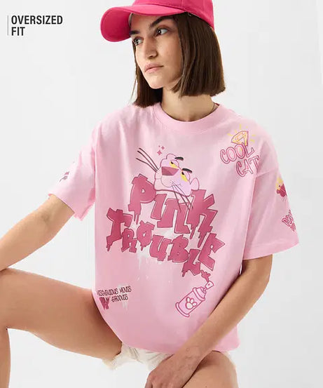 Pink Trouble Women Oversized T-Shirts