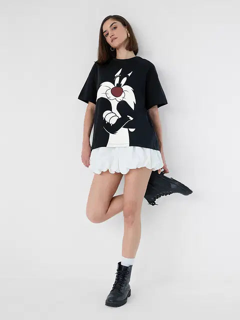 Looney Tunes Sylvester Women Oversized T-Shirts