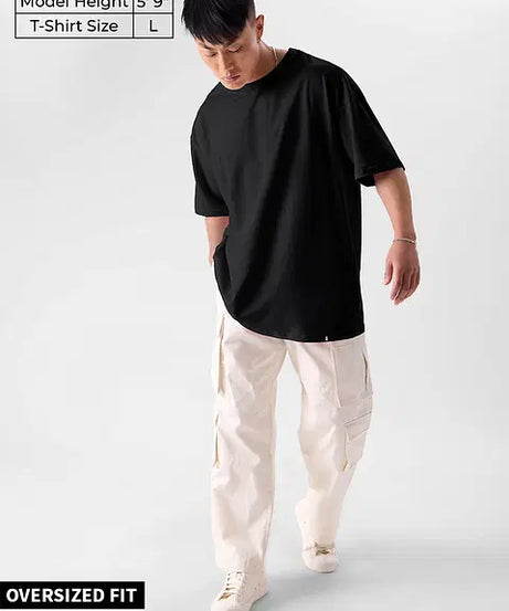 Solids Carbon Black Oversized T-Shirts