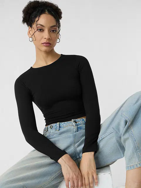 Solids Hot Pink (Cropped Fit) Women Cropped Tops