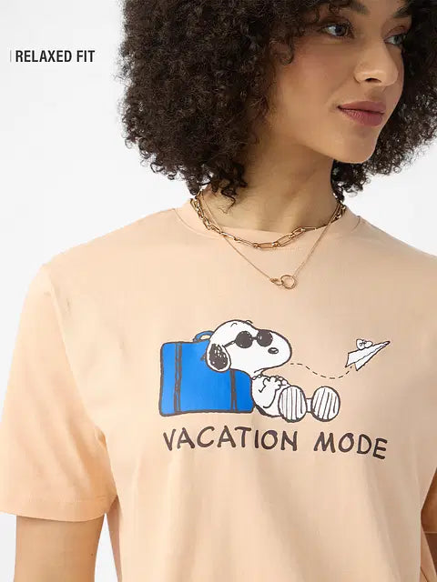 Peanuts Vacation Mode Women Relaxed Fit T-Shirts