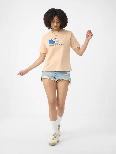 Peanuts Vacation Mode Women Relaxed Fit T-Shirts