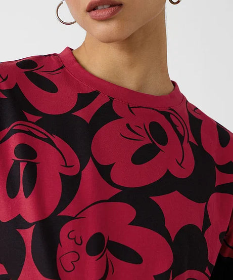 Disney Mickey Faces Women Oversized Cropped T-Shirts