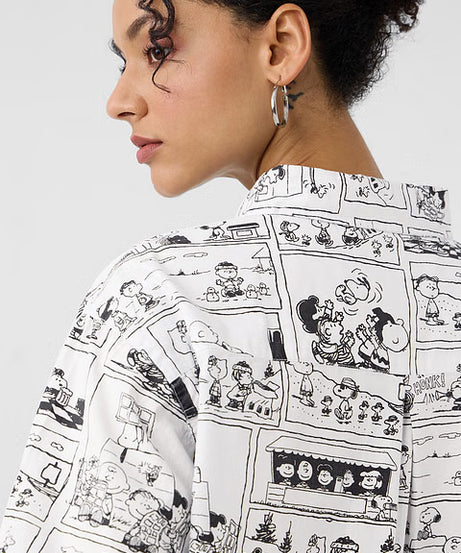 Peanuts Comic Print Women Boyfriend Shirts