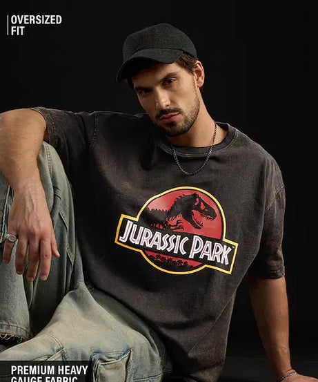 Jurassic Park Logo (Vintage Wash) Oversized T-Shirts