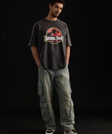 Jurassic Park Logo (Vintage Wash) Oversized T-Shirts