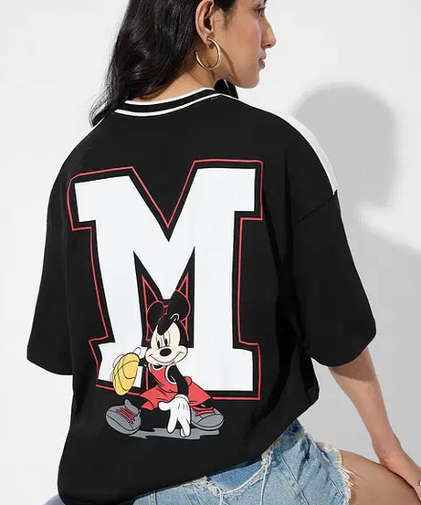 Sporty Mickey Varsity Women Oversized T-Shirts
