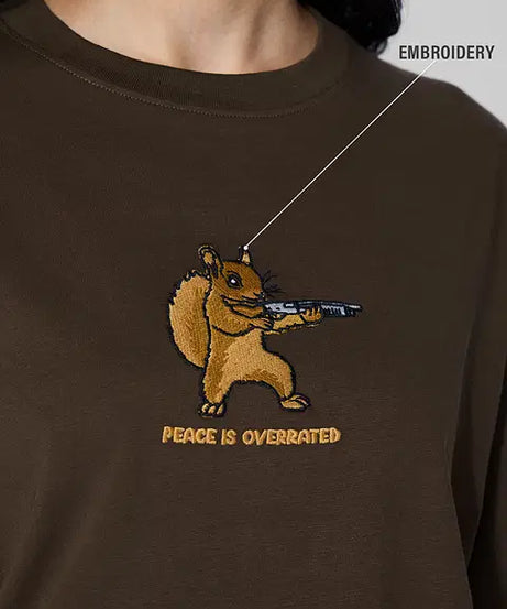 Peace Is Overrated (Embroidered) Women Oversized T-Shirts