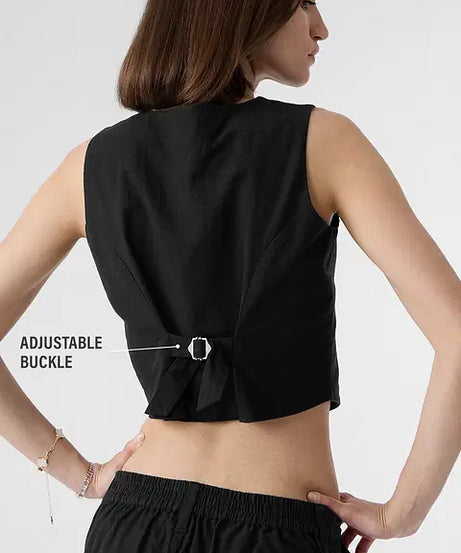 Cotton Linen Vest Women Cropped Tops