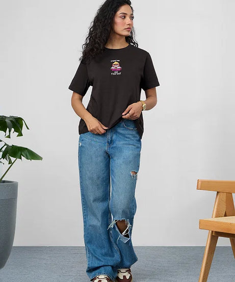 Inside Out Fight Me Women Relaxed Fit T-Shirts
