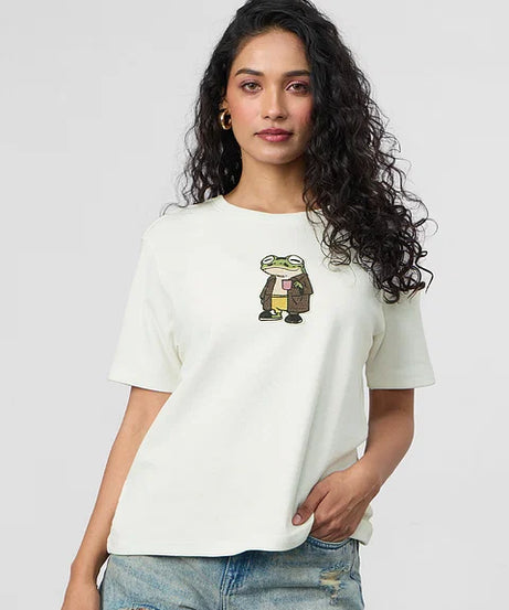 Textured T-shirt Chill Frog Women Relaxed Fit