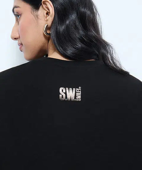Smiley Glitter Getter Women Oversized T-Shirts