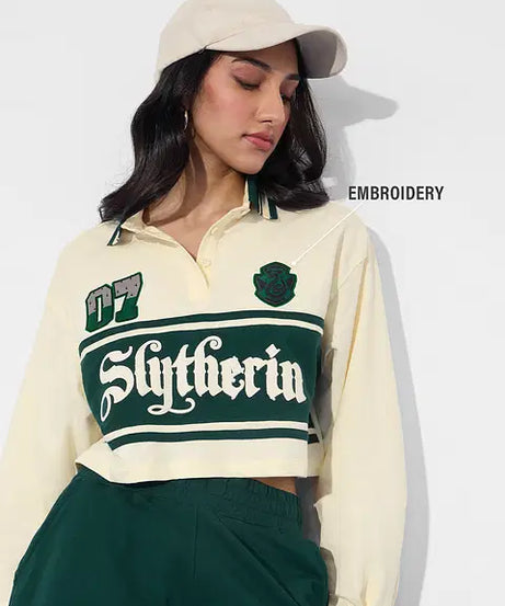 Harry Potter Slytherin Prefect Women Cropped Rugby Polos