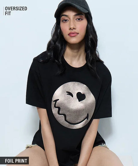 S.W.SMILEY Shimmer Women Oversized T-Shirts