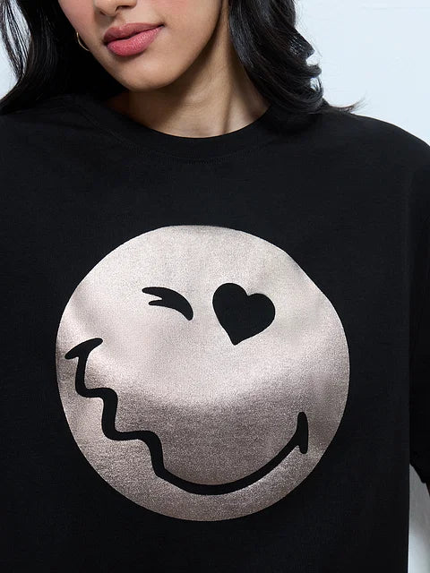 S.W.SMILEY Shimmer Women Oversized T-Shirts