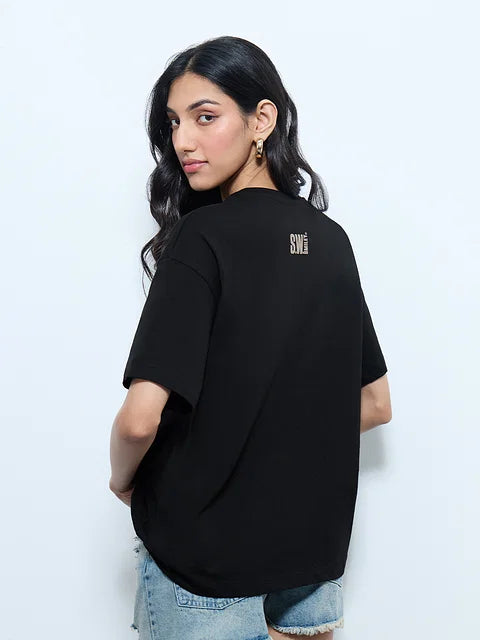 S.W.SMILEY Shimmer Women Oversized T-Shirts