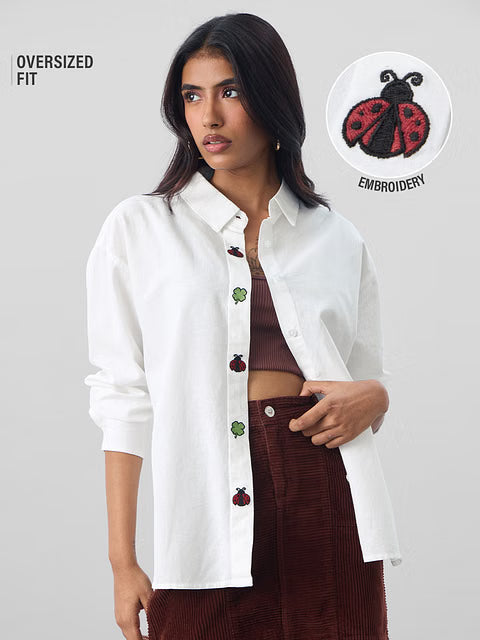Lady Luck Cotton Linen Women Boyfriend Shirts